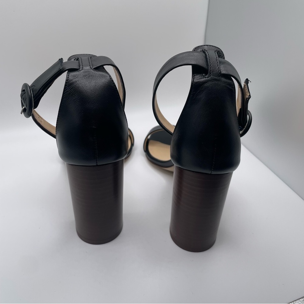 NEW J.CREW Stella Black Leather Heels Sandals Size 7 Made in Italy 4,5”// 9cm - Picture 4 of 11